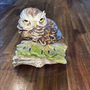 Vintage Capodimonte Ceramic Owl Figurine on Branch